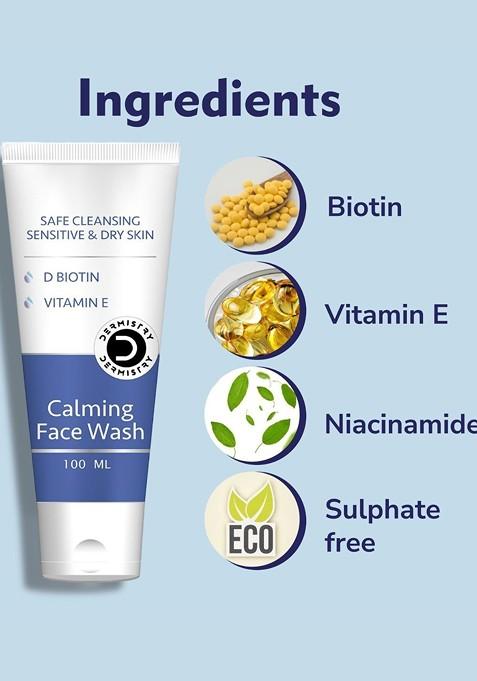 Dermistry D Biotin Vitamin E Sensitive Dry Skin Cleansing Face Wash 100 Ml