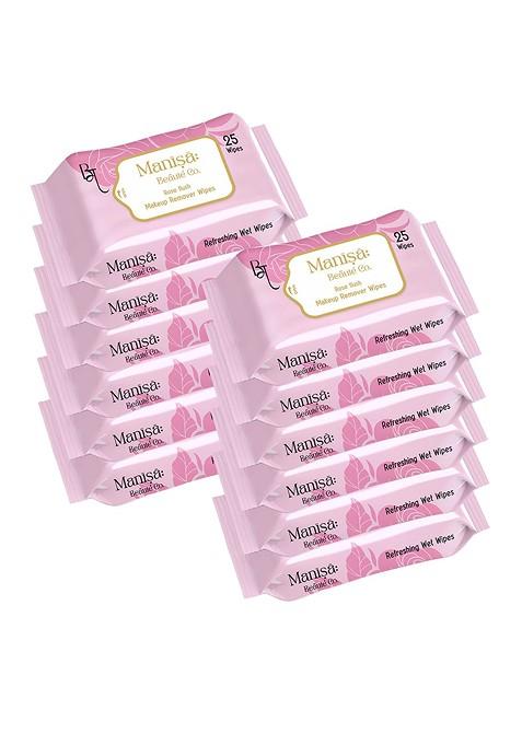 Manisa Beaute Co Set Of 12 Rose Flush Makeup Remover Wipes 25 Each