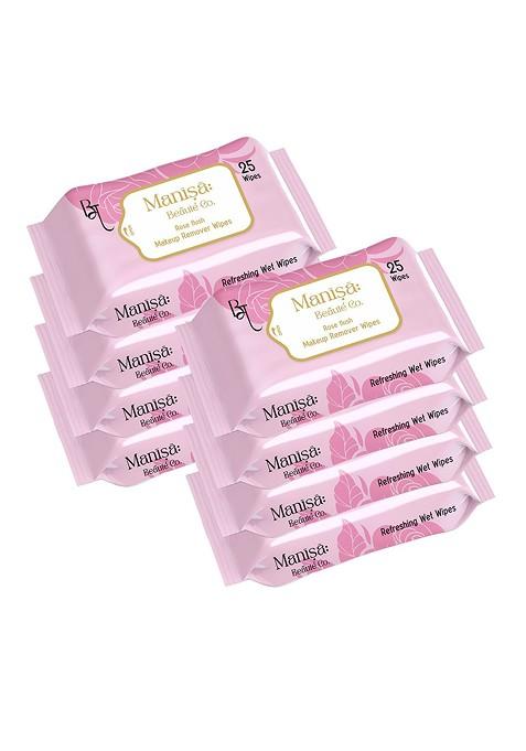 Manisa Beaute Co Set Of 8 Rose Flush Makeup Remover Wipes 25 Each