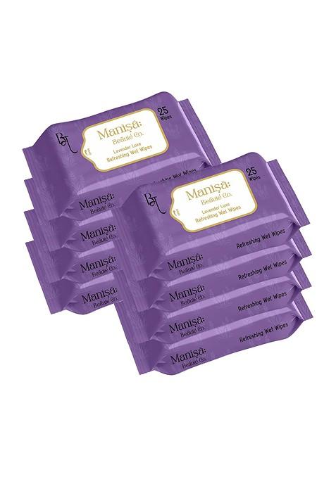 Manisa Beaute Co Set Of 8 Lavender Luxe Refreshing Wet Wipes 25 Each