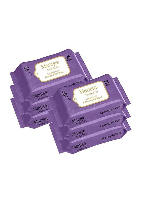 Manisa Beaute Co Set Of 6 Lavender Luxe Refreshing Wet Wipes 25 Each