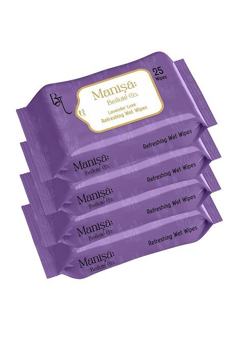 Manisa Beaute Co Set Of 4 Lavender Luxe Refreshing Wet Wipes 25 Each