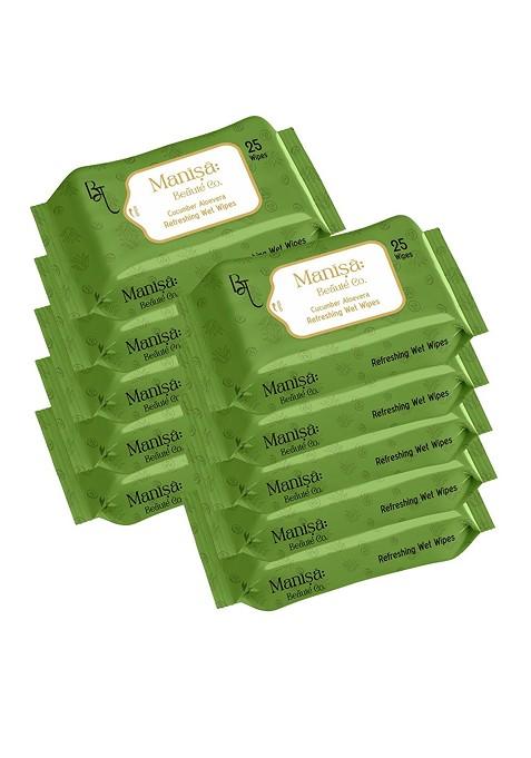 Manisa Beaute Co Set Of 10 Cucumber Aloe Vera Refreshing Wipes 25 Each