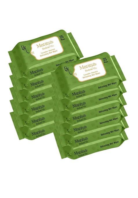 Manisa Beaute Co Set Of 12 Cucumber Aloe Vera Refreshing Wipes 25 Each