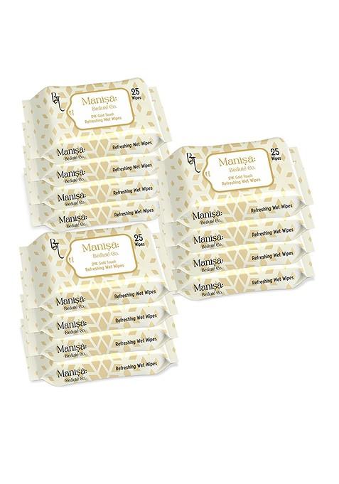 Manisa Beaute Co Set Of 12 24K Gold Touch Refreshing Wipes 25 Each