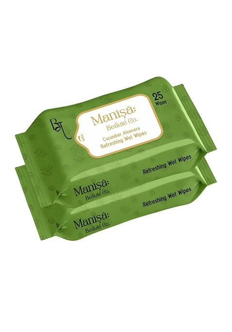 Manisa Beaute Co Set Of 2 Cucumber Aloe Vera Refreshing Wipes 25 Each
