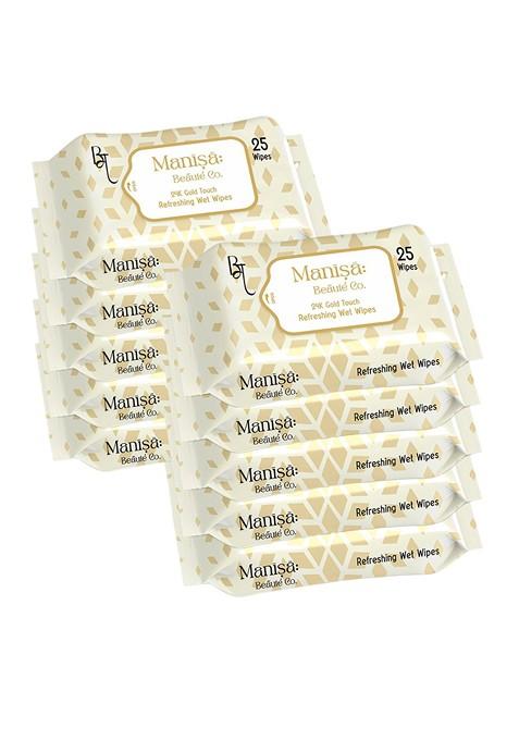Manisa Beaute Co Set Of 10 24K Gold Touch Refreshing Wipes 25 Each