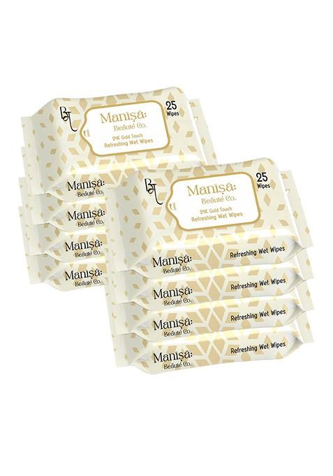 Manisa Beaute Co Set Of 8 24K Gold Touch Refreshing Wipes 25 Each