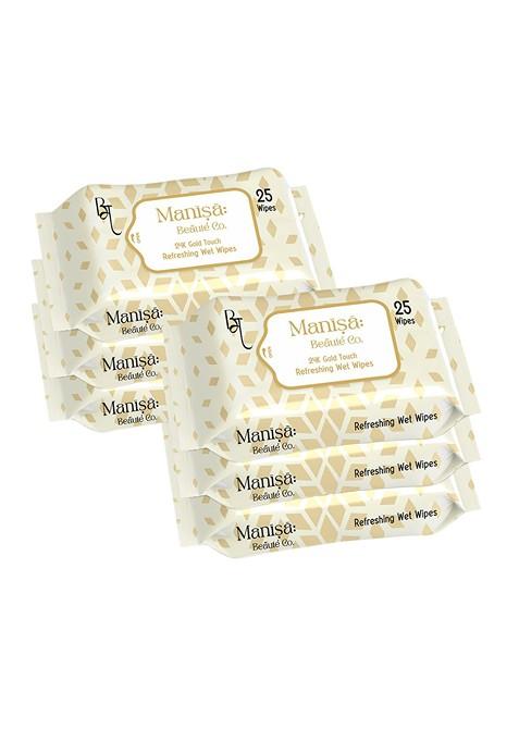 Manisa Beaute Co Set Of 6 24K Gold Touch Refreshing Wipes 25 Each