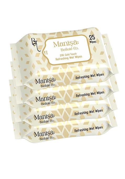 Manisa Beaute Co Set Of 4 24K Gold Touch Refreshing Wipes 25 Each