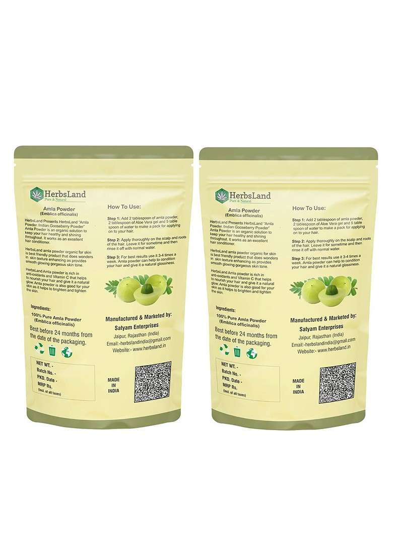 Herbsland Set Of 2 Amla Powder For Hair Skin 200 G Each - Indya