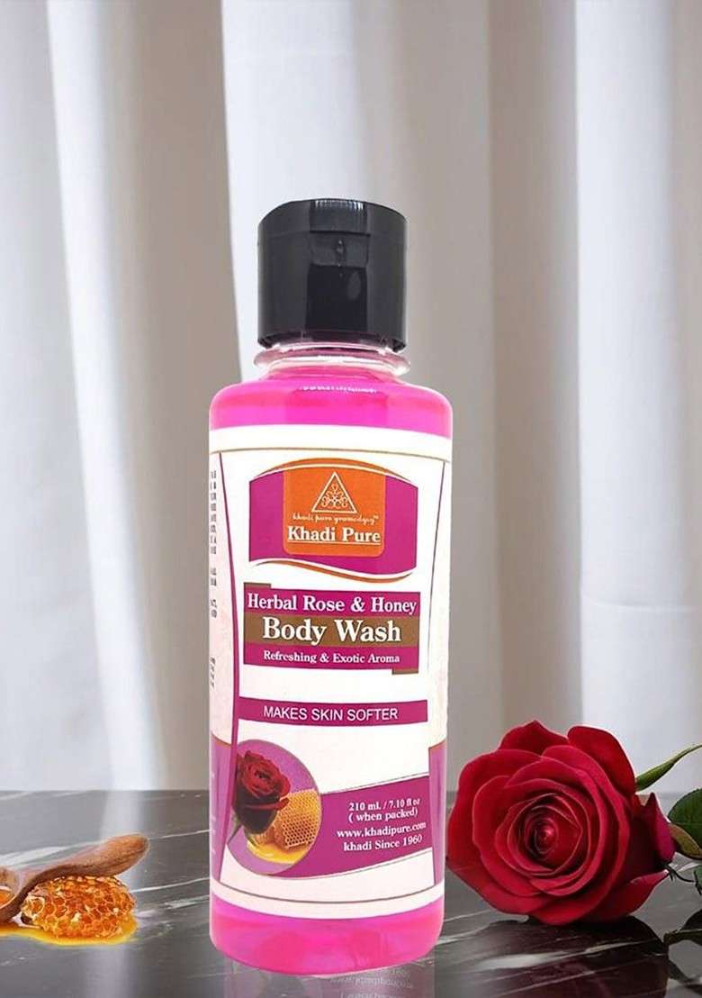 Khadi Pure Set Of 2 Herbal Rose Honey Body Wash 210 Ml Each - Indya