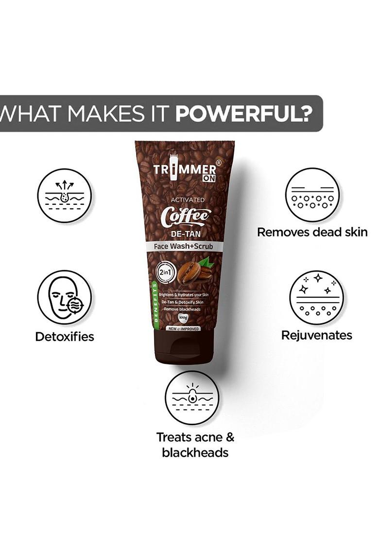 Trimmer On Set Of 3 Activated Coffee De Tan Scrub Face Wash 100 G Each