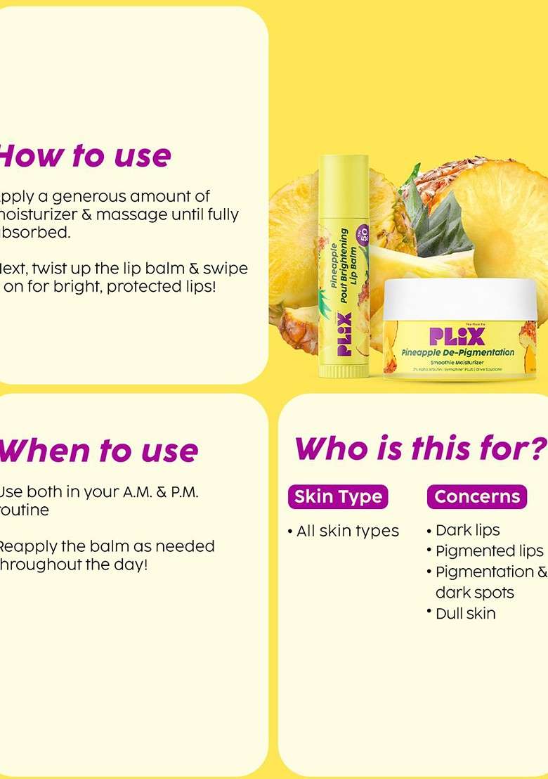 Plix The Plant Fix Pineapple Spf 50 Smoothie Moisturizer Lip Balm For Skin Brightening - Indya