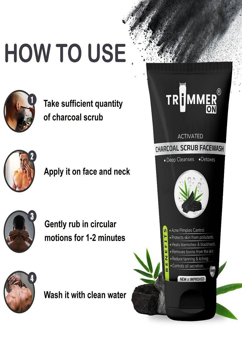 Trimmer On Activated Charcoal Scrub Facewash For Deep Cleansing 100 G Each