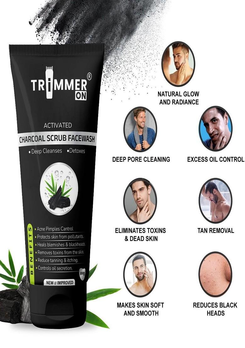 Trimmer On Activated Charcoal Scrub Facewash For Deep Cleansing 100 G Each