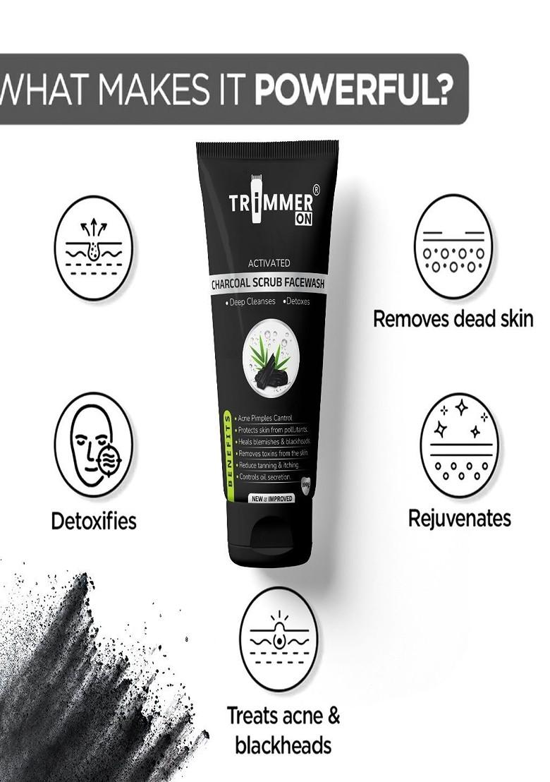 Trimmer On Activated Charcoal Scrub Facewash For Deep Cleansing 100 G Each