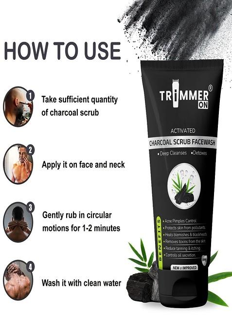 Trimmer On Activated Charcoal Scrub Facewash For Deep Cleansing 100 G Each