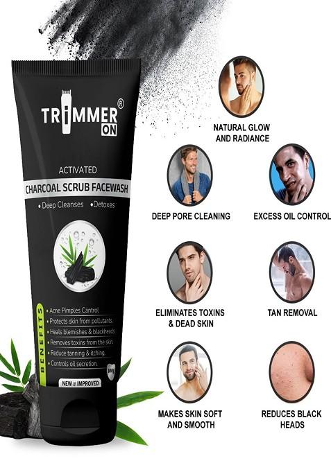 Trimmer On Activated Charcoal Scrub Facewash For Deep Cleansing 100 G Each