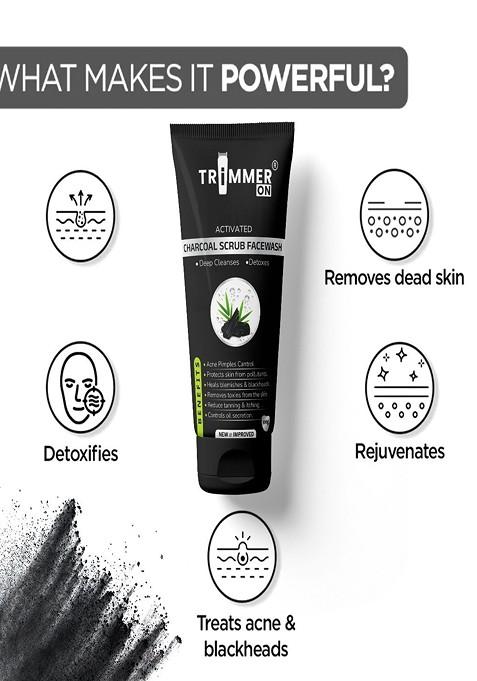Trimmer On Activated Charcoal Scrub Facewash For Deep Cleansing 100 G Each