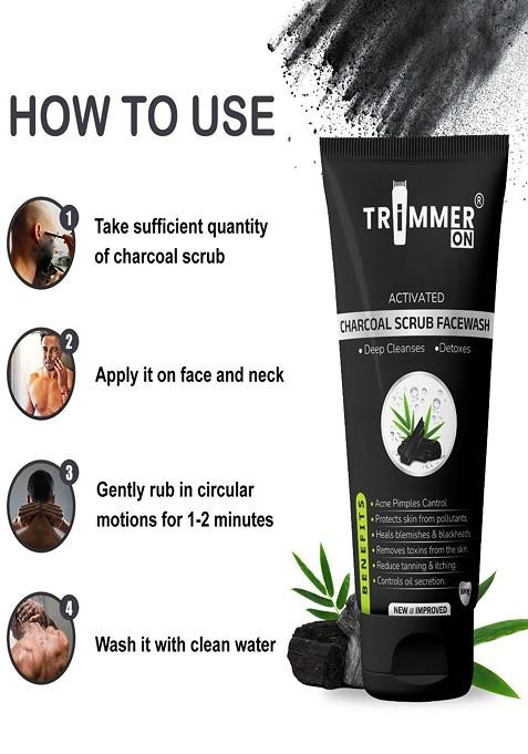 Trimmer On Set Of 2 Activated Charcoal Scrub Facewash For Deep Cleansing 100 G Each