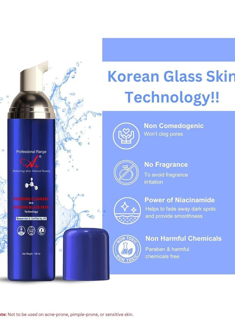 A Professional Range Hydra Foaming Korean Glass Skin Technology Face Cleanser 100 Ml