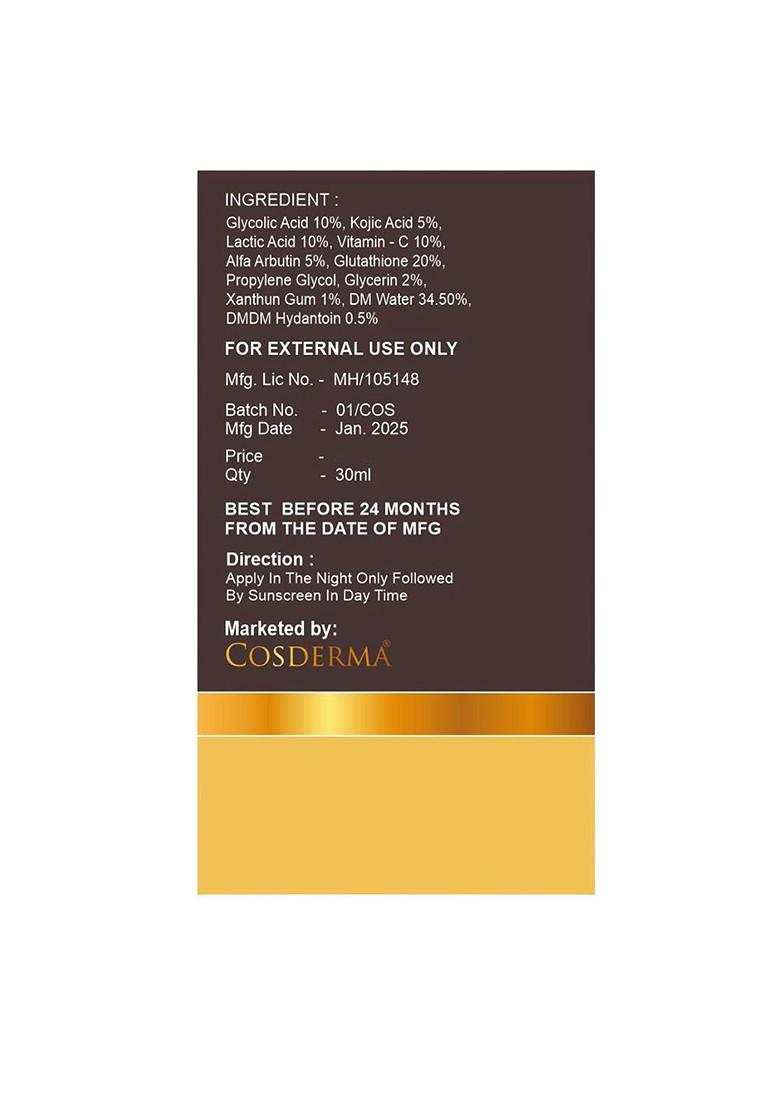 Cosderma Whitening Gel Peel With Vitamin C 10 30 Ml