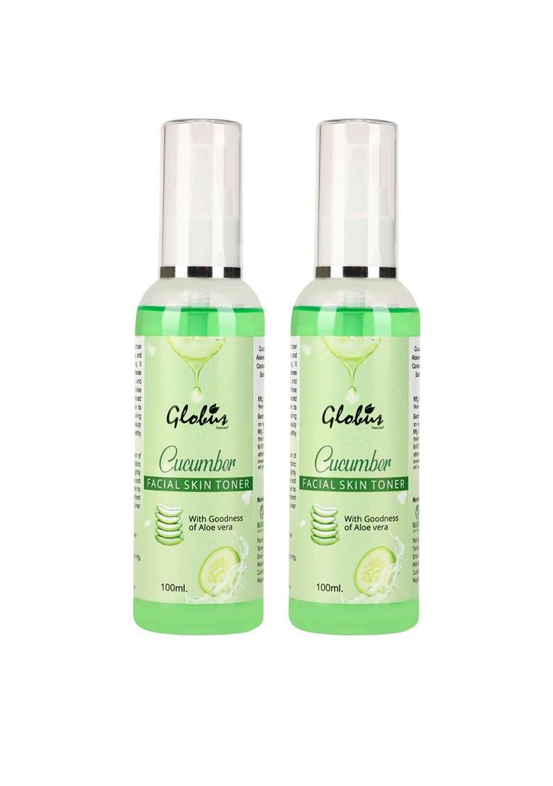 Globus Naturals Pack Of 2 Cucumber Facial Skin Toner With Aloe Vera Extract 100Ml