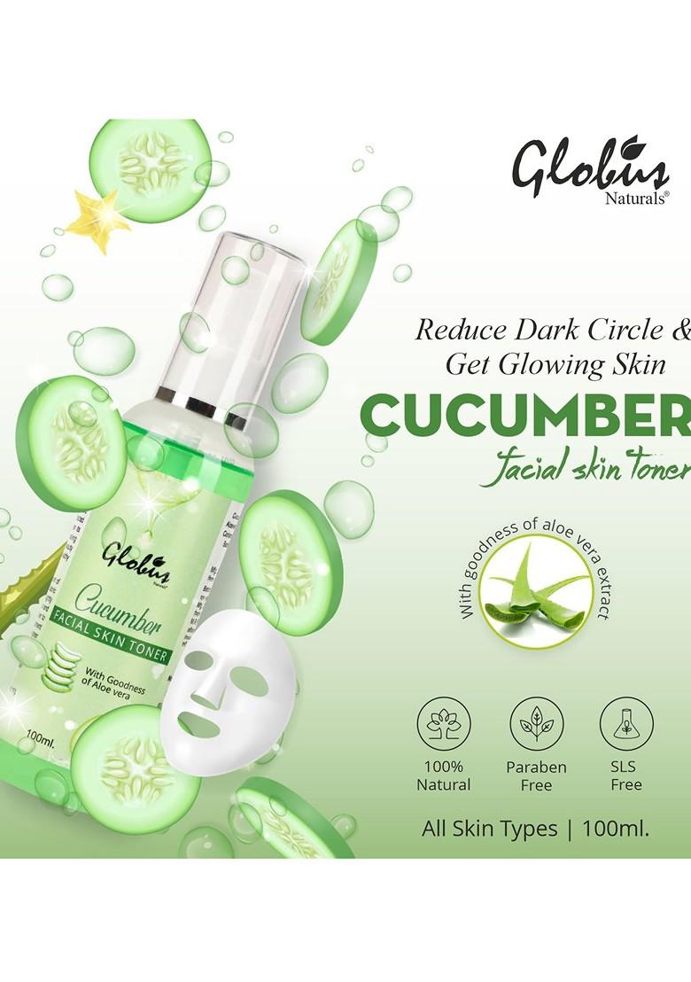 Globus Naturals Pack Of 2 Cucumber Facial Skin Toner With Aloe Vera Extract 100Ml