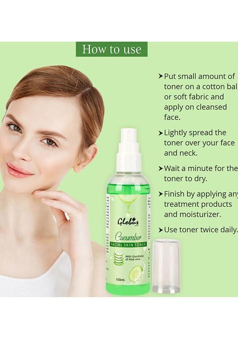 Globus Naturals Pack Of 2 Cucumber Facial Skin Toner With Aloe Vera Extract 100Ml