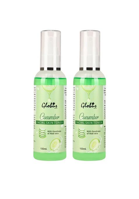 Globus Naturals Pack Of 2 Cucumber Facial Skin Toner With Aloe Vera Extract 100Ml