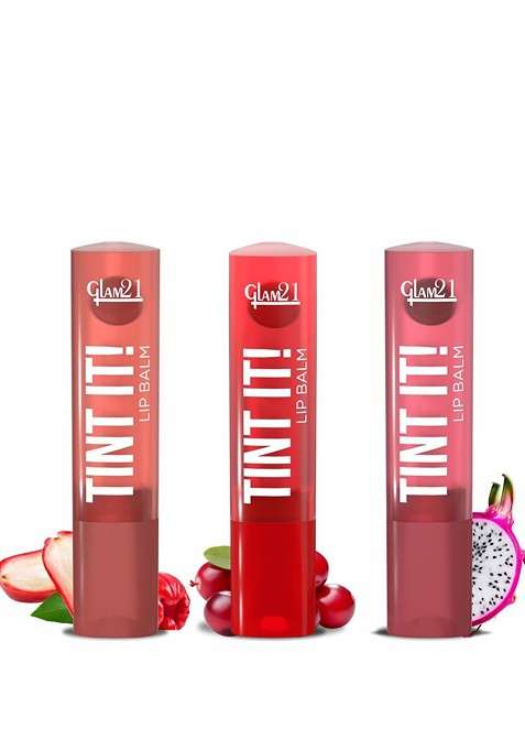 Glam21 Set Of 3 Tint It Spf15 Lip Balm Rose Apple Cranberry Dragon Fruit