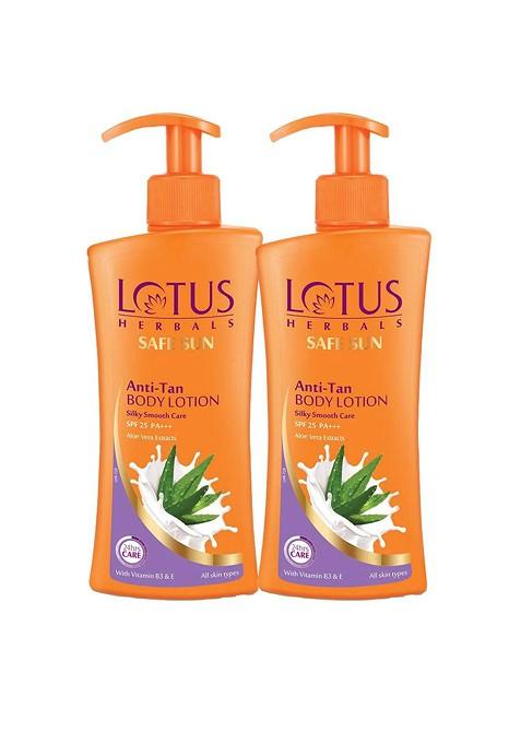 Lotus Herbals Safe Sun Set Of 2 Anti Tan Body Lotion Spf 25 250Ml Each