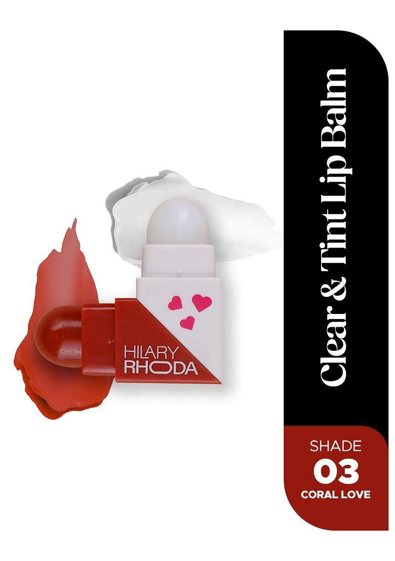 Hilary Rhoda 2 Sided Clear Tint Lip Balm With Shea Butter 27G Each Side Coral Love 03 - Indya