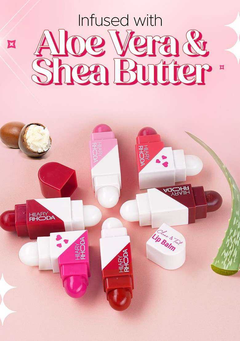 Hilary Rhoda 2 Sided Clear Tint Lip Balm With Shea Butter 27G Each Side Coral Love 03 - Indya