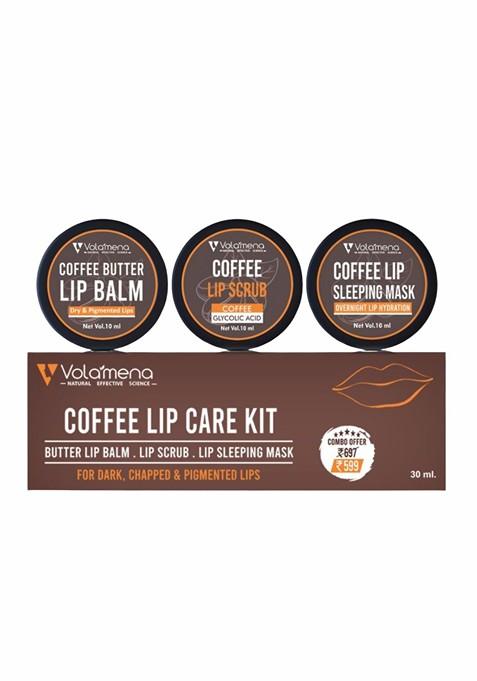 Volamena Set Of 3 Lip Brightening Coffee Care Kit 10Ml Each Balm Mask Scrub