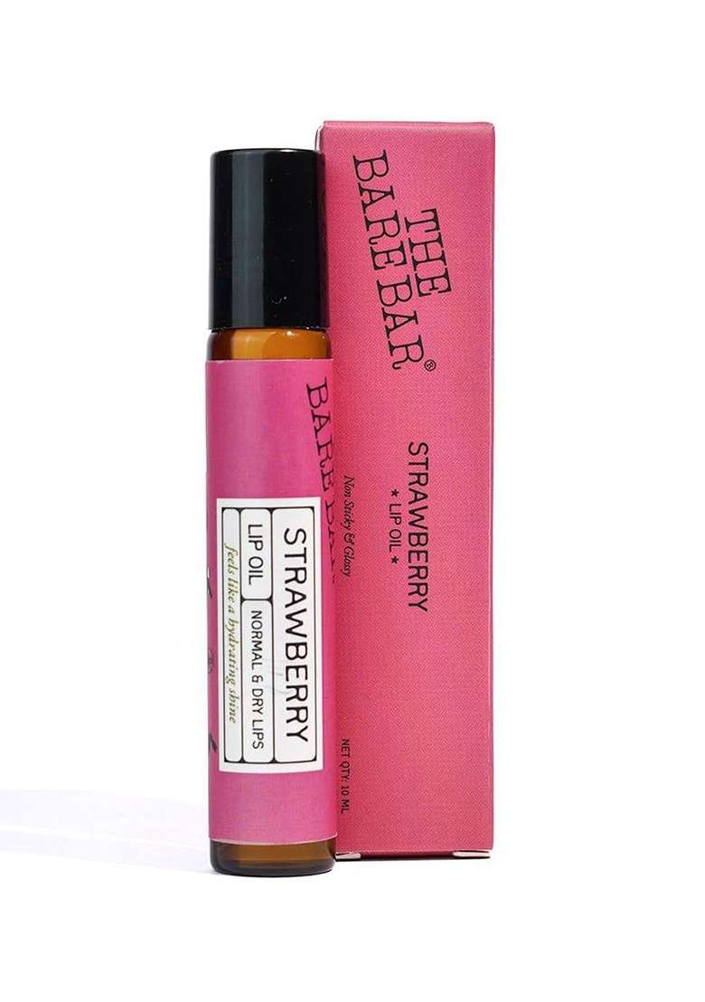 The Bare Bar Strawberry Lip Oil With Coconut Jojoba 10 Ml - Indya
