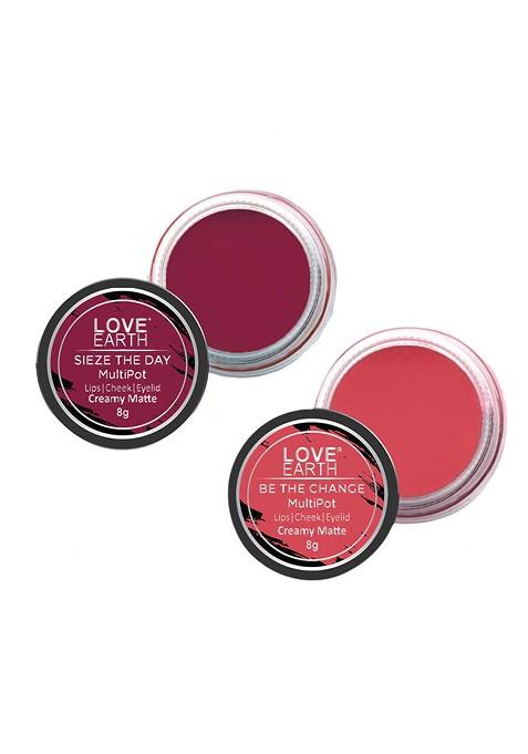 Love Earth Set Of 2 Creamy Matte Lip Cheek Tint 8 G Each Sieze The Day Be Change