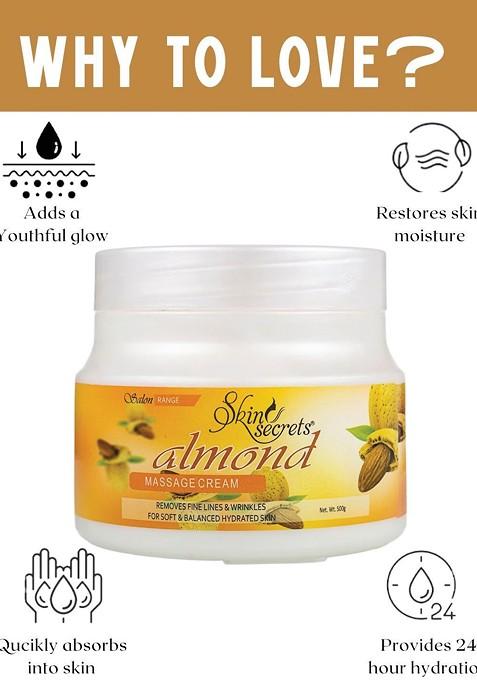 Skin Secrets Cruelty Free Almond Massage Cream To Remove Fine Lines Wrinkles 500 G