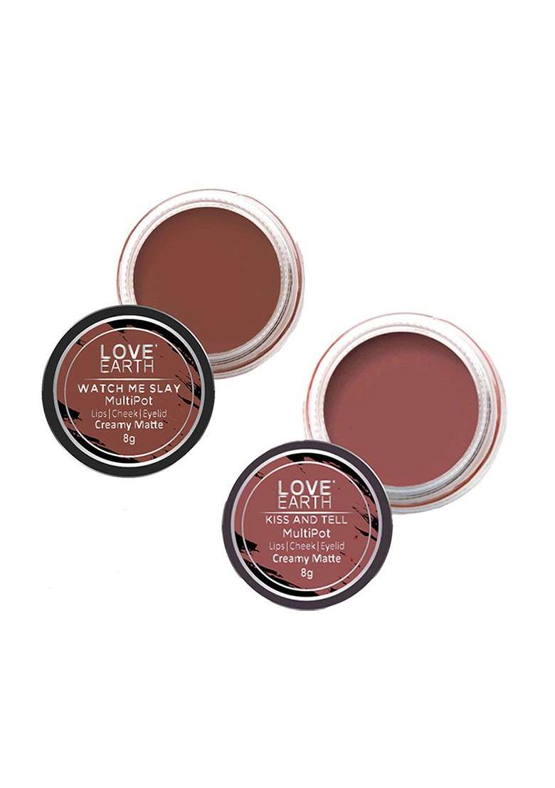 Love Earth Set Of 2 Creamy Matte Lip Cheek Tint 8 G Each Watch Me Slay Kiss And Tell - Indya