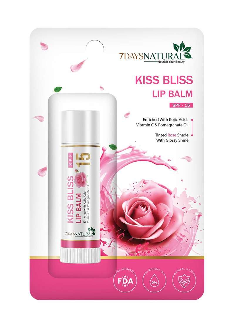 7Daysnatural 7Days Kiss Bliss Lip Balm For Nourishing With Spf 15 Vitamin C 5 G Rose - Indya