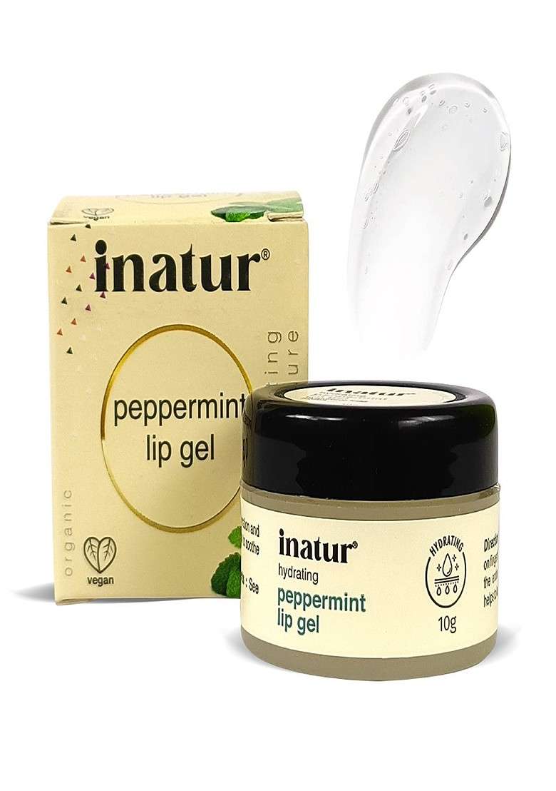 Inatur Peppermint Lip Gel With Apricot Olive Oil 10 G - Indya