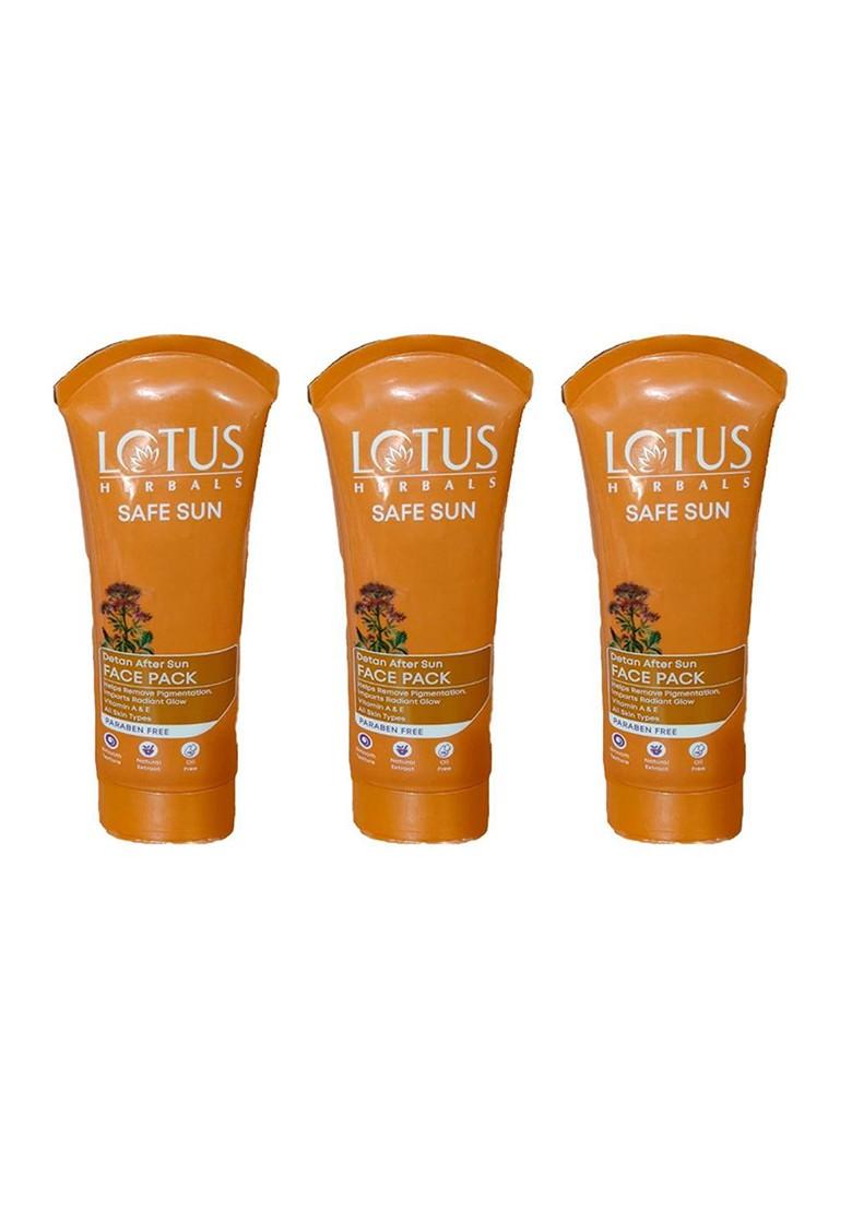 Lotus Herbals Set Of 3 Safe Sun De Tan After Face Pack 100 G Each