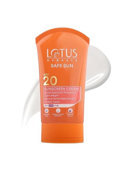 Lotus Herbals Safe Sun Spf 20 Pa Sunscreen Cream With Berry 100 G