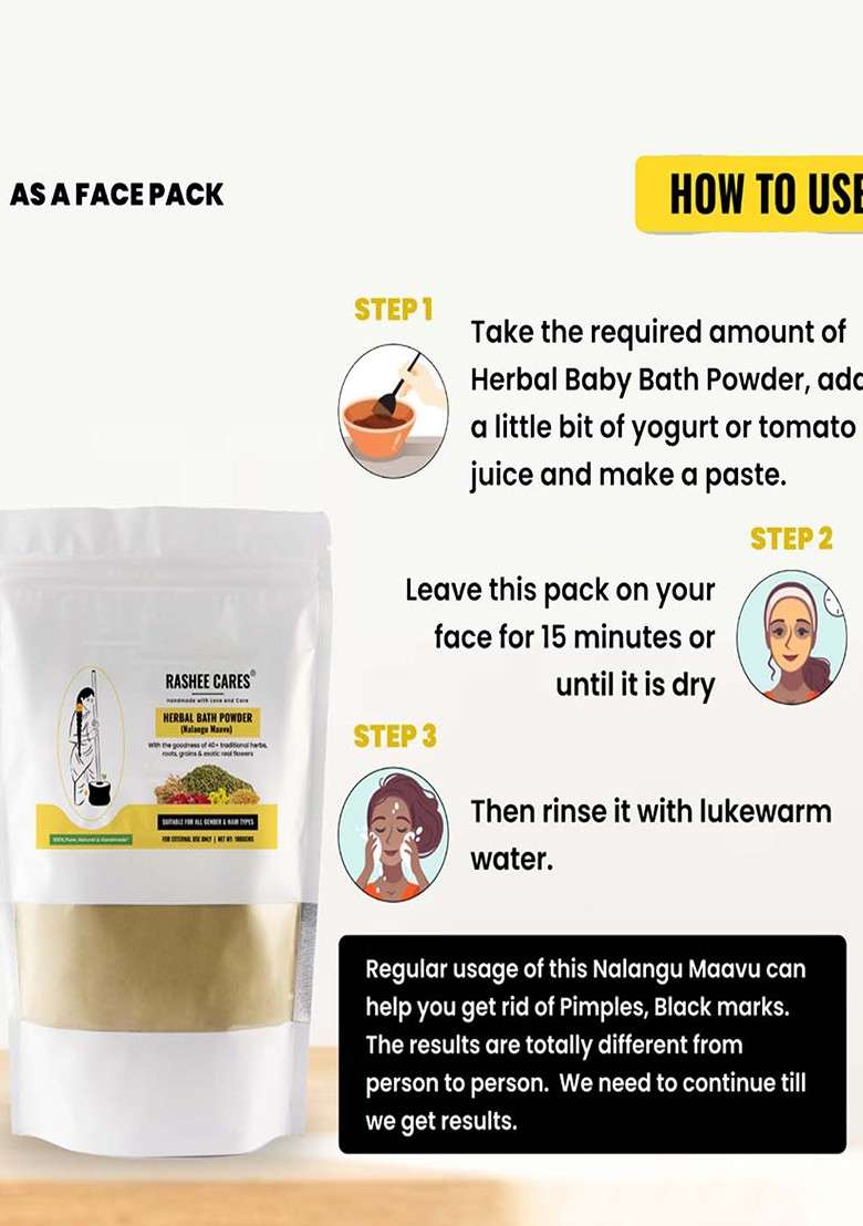 Rashee Cares Herbal Bath Powder With Saffron For Deep Cleansing 1Kg - Indya