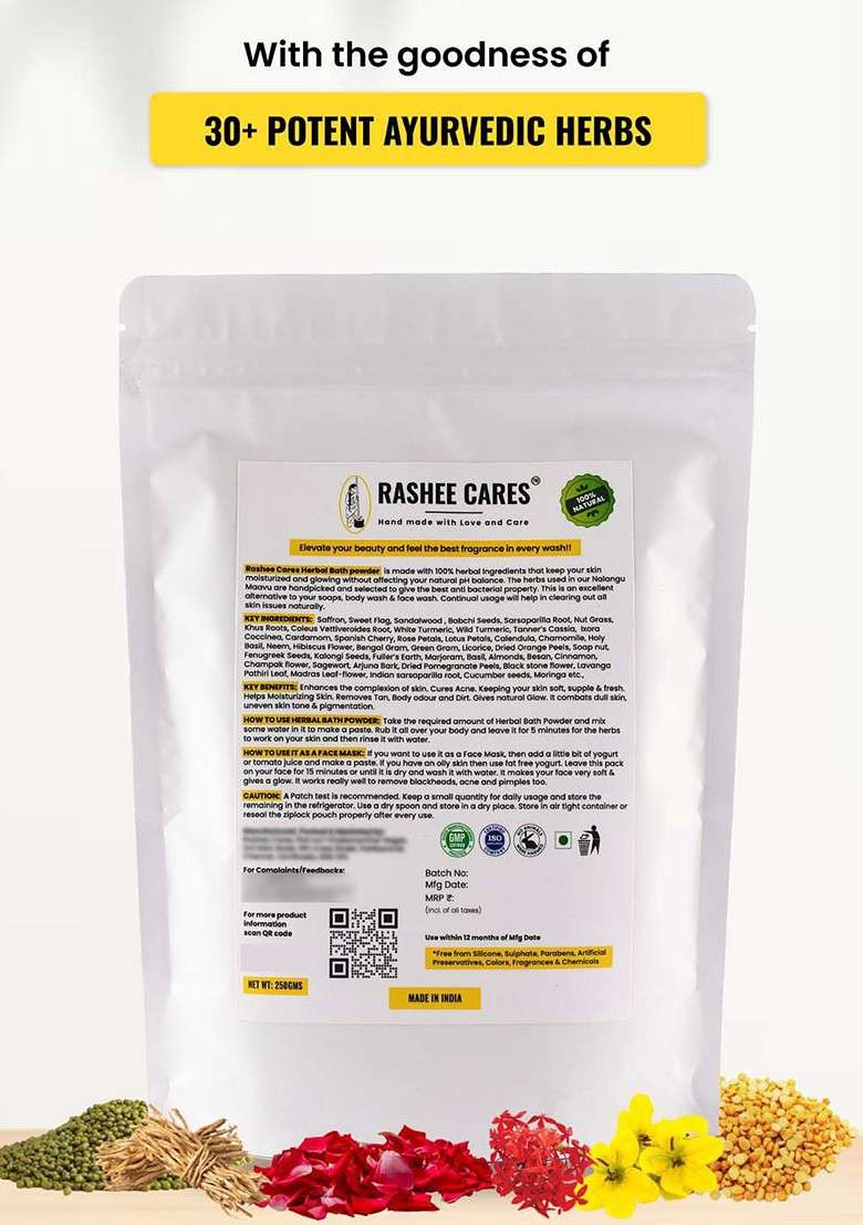 Rashee Cares Herbal Bath Powder With Saffron For Deep Cleansing 250 G - Indya