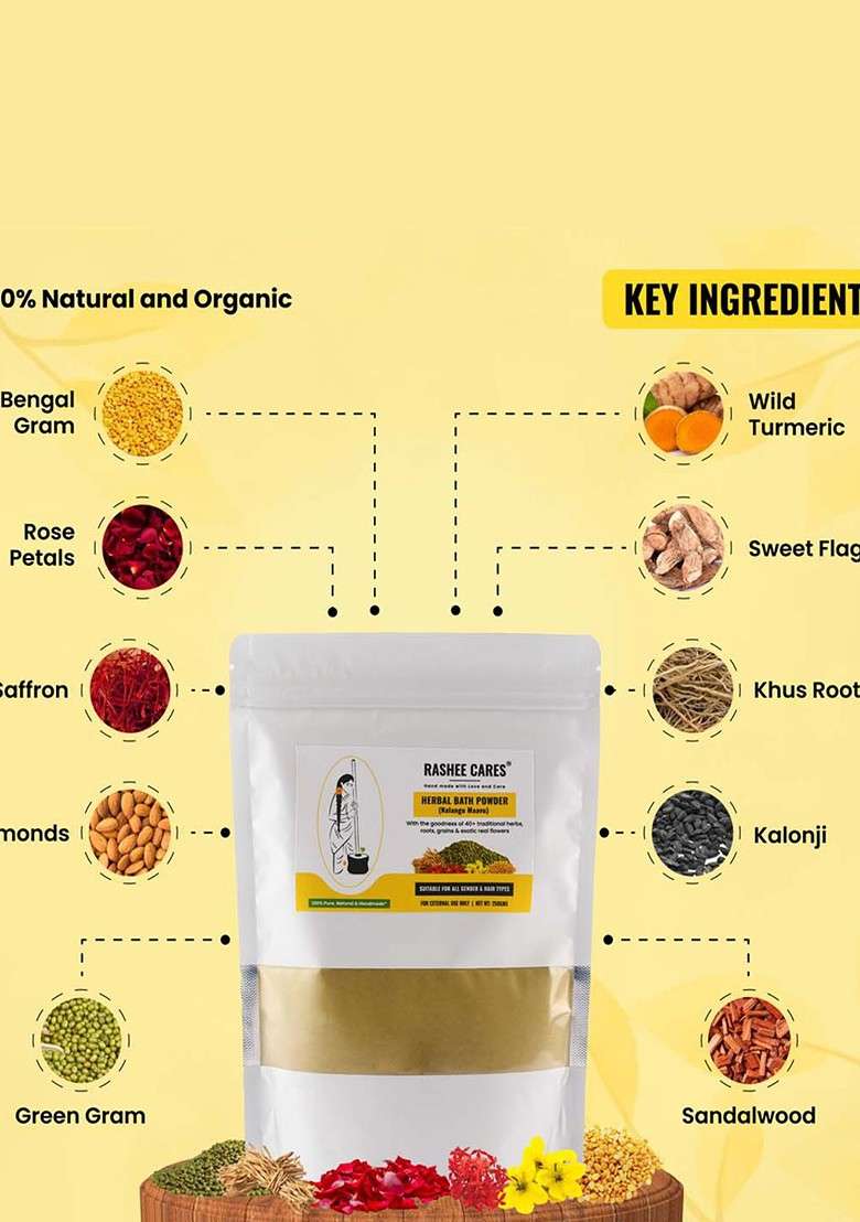 Rashee Cares Herbal Bath Powder With Saffron For Deep Cleansing 250 G - Indya