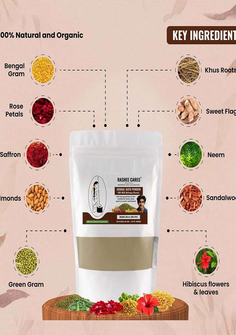 Rashee Cares Herbal Bath Powder With Turmeric For Deep Cleansing 1Kg - Indya