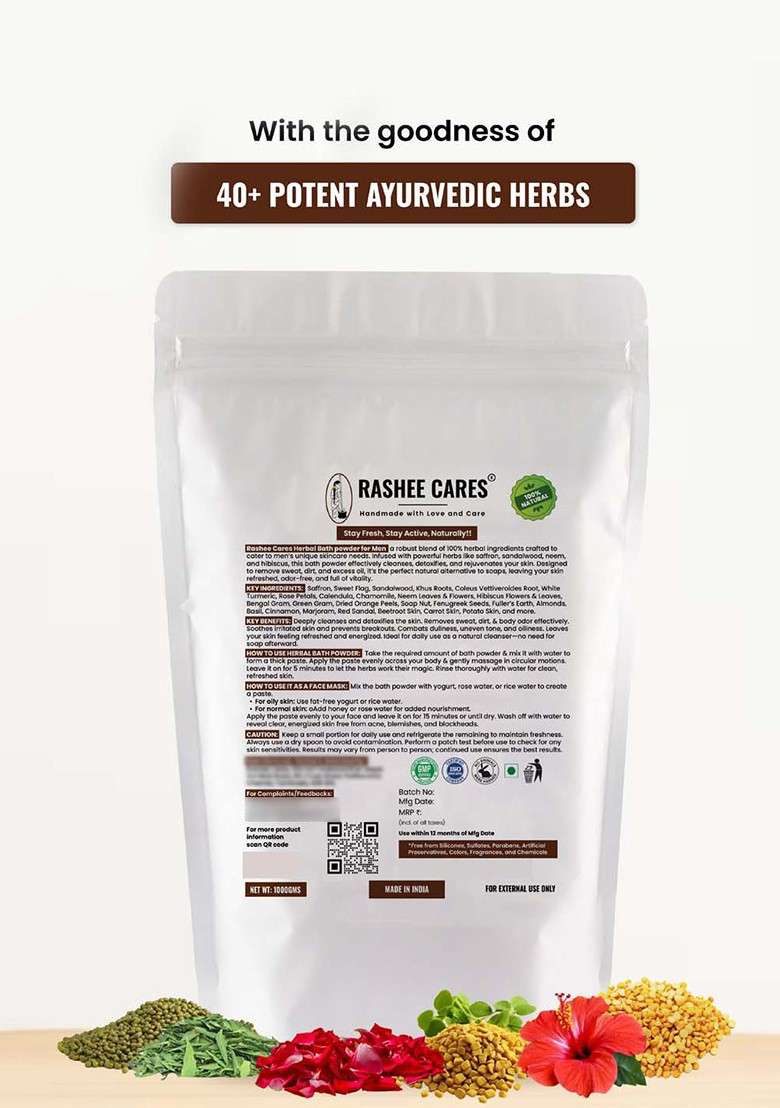 Rashee Cares Herbal Bath Powder With Turmeric For Deep Cleansing 1Kg - Indya