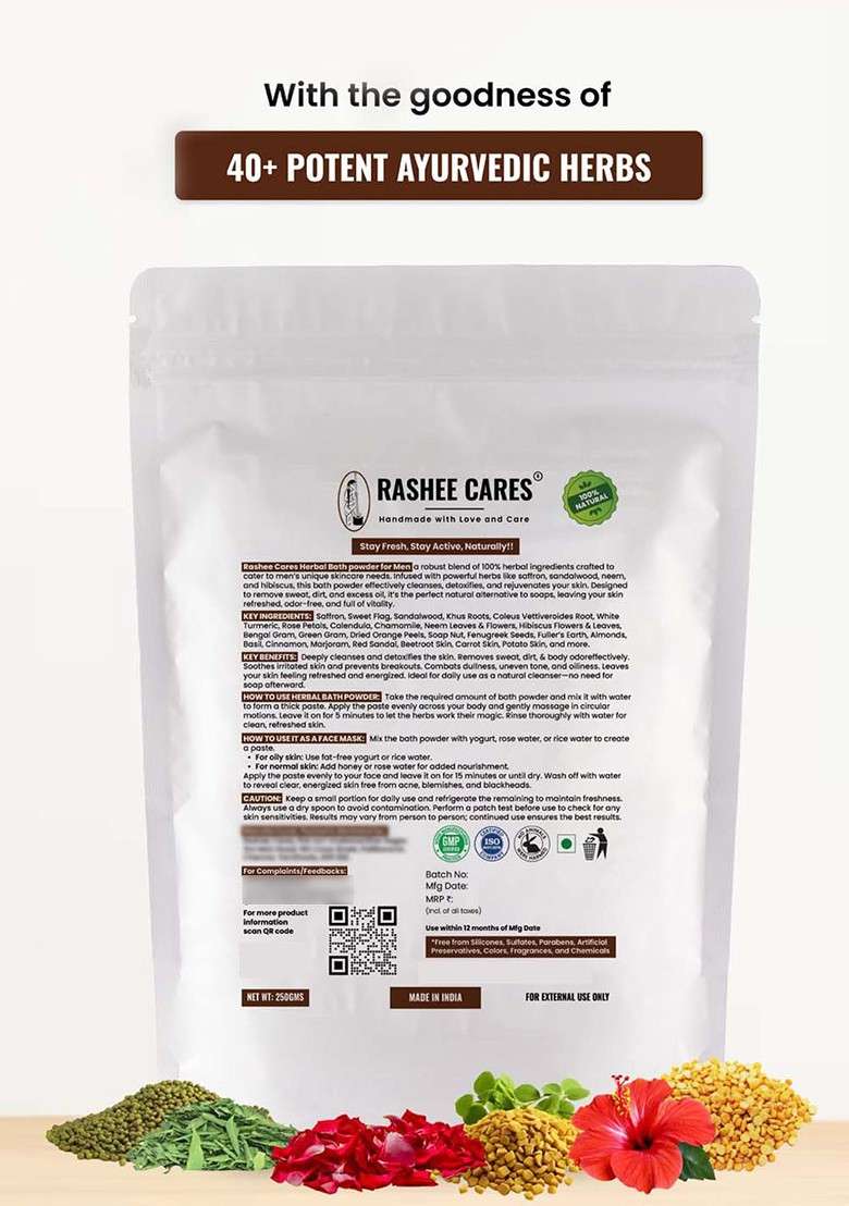 Rashee Cares Herbal Bath Powder With Turmeric For Deep Cleansing 250 G - Indya